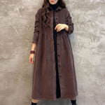 Original Solid Corduroy Lapel Dress
