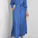 Waist long sleeve irregular shirt dress