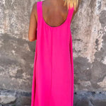 Solid Floral Embellished Sleeveless Loose Maxi Dress