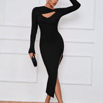 Sexy Hollow Slit Long Sleeve Dress