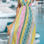 Stroll The Beach Colorblock Paisley Printed Cami Maxi Dress