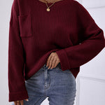 Pocket Oversized Knitted Pullover Sweater
