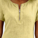 Susan | Cotton Linen Dress with Half-Zip
