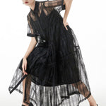 Original Solid Color Hollow See-Through Thin Midi Dress