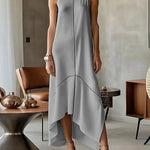 Sleeveless Split-Joint Split-Side High Neck Maxi Dresses