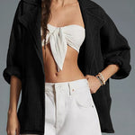 Casual top lapel long sleeve knitted jacket