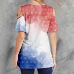 Independence Day Skull Graphic Cold Shoulder T-shirts Daily Loose Short Sleeve V Neck Tee Basic Tops