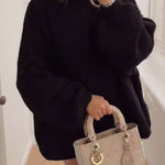 Lantern sleeve turtleneck loose sweater