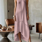 Sleeveless Split-Joint Split-Side High Neck Maxi Dresses