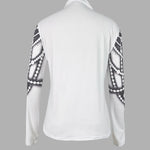Long Sleeves Skinny Printed Striped High Neck T-Shirts Tops