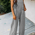 Casual Daily Solid Pocket Fold Square Collar Loose Jumpsuits(3 Colors)