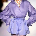 False Two Long Sleeves Solid Color Split-Joint Lapel Blouses&Shirts Tops