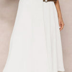 Leather Stitching Solid Color Fashionable Skirt, Elegant and Artistic Retro Skirt for Women