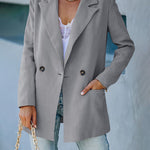 Nadorine Double Breasted Button Down Office Work Wear Solid Blazer Jacket
