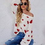 Love Pattern Round Neck Knit Sweater