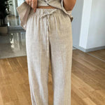Casual Split Vest & Lace-Up Pants Two-Piece Set