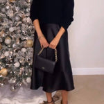 Satin midi skirt