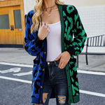 Leopard Stitching Sweater Knit Sweater Cardigan
