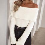Off Shoulder Fold Over Sweater Sweaters