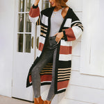 Striped Pattern Longline Cardigan