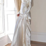 Pearl Eden Satin Back Open Cowl Neck Gown Maxi Dress