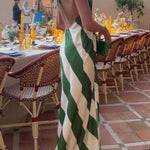 Most Dreamy Stripe Print Halter Tie-up Backless Pocket Loose Maxi Dress