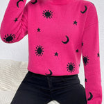 Skull jacquard crew neck pullover knitted sweater