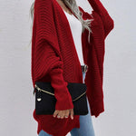 Nadorine Women's Batwing Sleeve Split Hem Open Front Cardigan