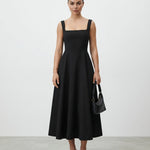 Chloe Harrington | Elegant Black Midi Formal Dress For Women