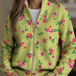 Constance™ | Pink Floral Lime Zip Cardigan
