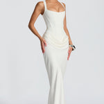 Eleanor | Square-Neck Satin Maxi Dress