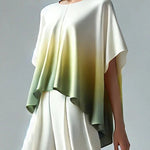 Batwing Sleeves Loose Gradient Split-Joint Round-Neck T-Shirts