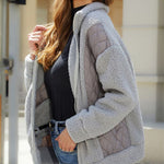 Long Sleeve Cardigan Zippered Plush Patchwork Women's Jacket