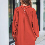 Nadorine Long Cuffed Sleeve Shirts Button Down V Neck Blouse Loose Fitting Tops