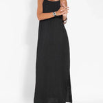 Nadorine Women's Casual Loose Sleeveless Spaghetti Side Split Maxi Dress