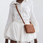 Ruffle Shorts Sets Two Pieces Lantern Sleeve Tops Elastic Waist Shorts Summer Suit Outfits