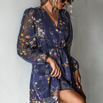 Sexy V-neck Chiffon Print A-line Mini Dresses
