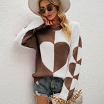 Nadorine Contrast Color Heart Sweater