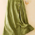 Simple Casual Loose Elasticity Ramie Cotton Skirt
