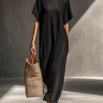 Women's Minimalist Sheer Knit Short-sleeved Maxi Dress