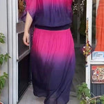 Casual Round Neck Gradient Two-piece Suit