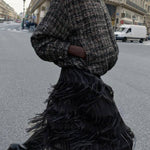 FRINGED MIDI SKIRT