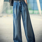 Simple Loose Jeans Casual Fit Jean Trouser Contrast Bloomers Denim Pants