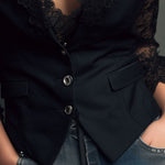 Marie-Laure – Lace Sleeve Blazer Vest