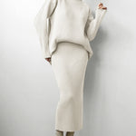 Nadorine Women's Casual Two Pieces Sets Turtleneck Sweater and Midi Skirt Suits