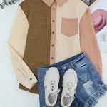 Nadorine Plaid Colorblock Buttons Long Sleeve Shirt for Women Casual Loose Business Casual 2026 | Under $40