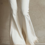 White Frayed-hem Flared Jeans