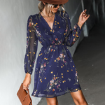 Sexy V-neck Chiffon Print A-line Mini Dresses