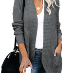 Solid Color Knit Open-Front Cardigan