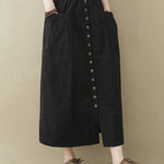 Nadorine Women's Casual High Waist Flared A-line Skirt Pleated Midi Skirt with Pocket